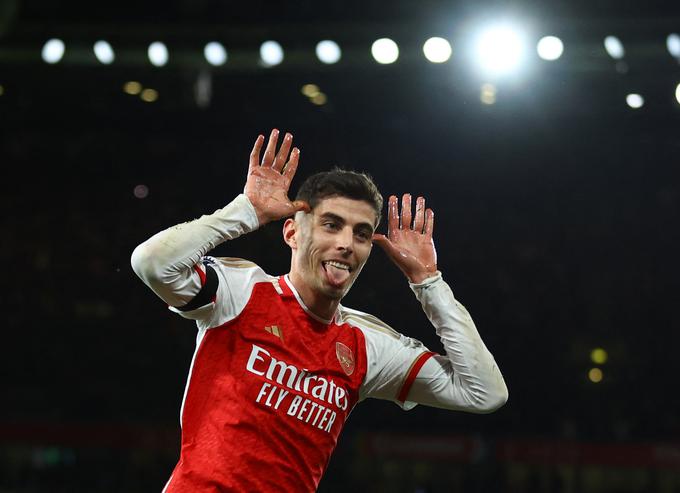 Nemški vezist Kai Havertz je z dvema goloma že na začetku drugega polčasa potrdil visoko zmago Arsenala. | Foto: Reuters