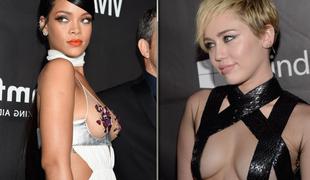 Miley in Rihanna na dobrodelni večerji kazali prsi