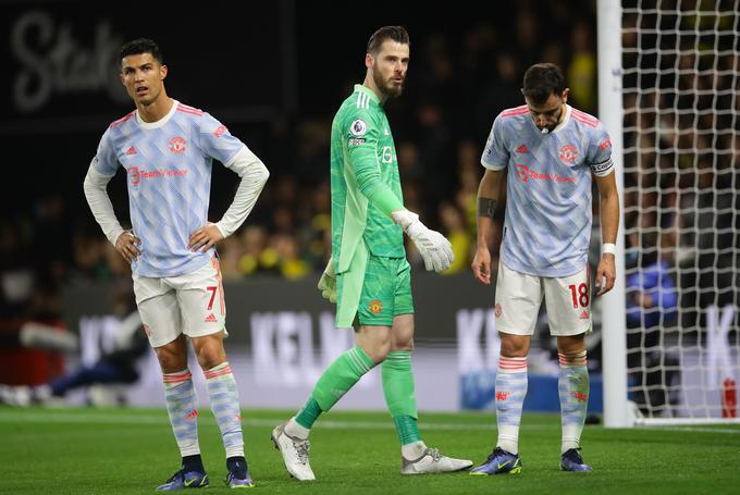 Razočaranje zvezdnikov Manchester Uniteda na čelu s Cristianom Ronaldom po porazu proti Watfordu. | Foto: Reuters