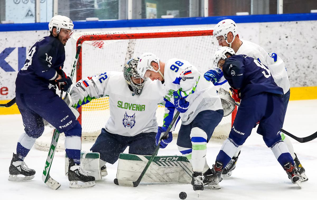 Prijateljska tekma: Slovenija - Francija, hokej, Bled | Slovenci so na zadnji pripravljalni tekmi premagali Francijo. Gašper Krošelj je zaustavil vseh 41 strelov tekmeca. | Foto Matic Klanšek Velej/Sportida