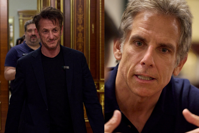 Sean Penn in Ben Stiller | Poleg Stillerja in Penna, ki sta oba izrazila podporo Ukrajini in se junija srečala s predsednikom Volodimirjem Zelenskim, je na seznamu tudi več ameriških politikov. | Foto Reuters