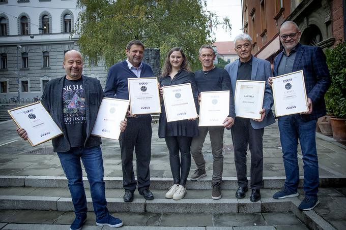 Zmagovalci festivalskega ocenjevanja iz kleti (z leve proti desni) Joannes Protner, Prus, KZ Metlika, Sosolič in Istenič | Foto: Ana Kovač