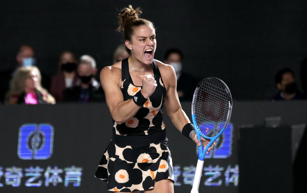 Maria Sakkari | Grška teniška igralka Maria Sakkari je na finalnem turnirju teniške WTA sezone v skupinskem delu premagala prvo nosilko Arino Sabalenko. | Foto Guliverimage