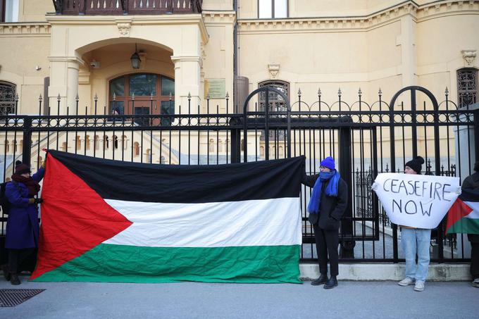 protest, veleposlaništvo ZDA, Ljubljana, Palestina, Gaza | Foto: Matic Prevc/STA