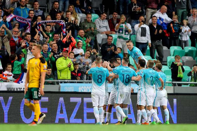 Ko je Slovenija leta 2017 remizirala z Litvo, je prekinila več kot tri leta dolg niz tekem brez remijev. Dve leti pozneje je omenjeno reprezentanco v Stožicah premagala s 4:0. To je tudi zadnja zmaga Slovenije v Stožicah. | Foto: Matic Klanšek Velej/Sportida