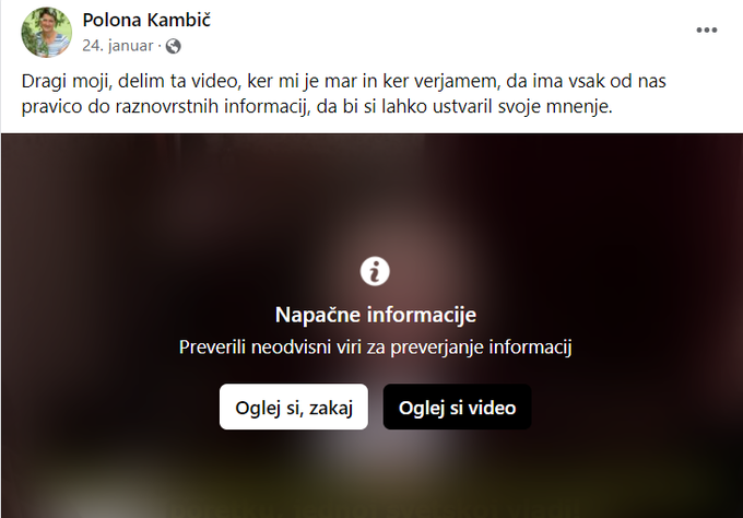 Tako je videti precej objav na profilu Polone Kambič na Facebooku. | Foto: Matic Tomšič / Posnetek zaslona