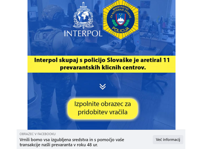 Goljufi, ki povečini prihajajo z druge strani sveta, geografijo Evrope poznajo le površinsko, saj so v nekaterih primerih Slovenijo zamenjali s Slovaško. Računajo seveda na to, da potencialne žrtve prevare tega ne bodo opazile.  | Foto: Posnetek  zaslona