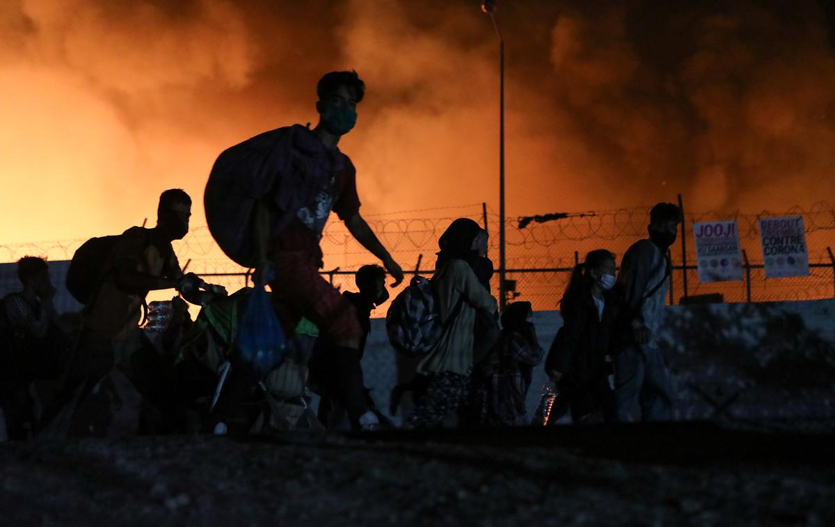 Lezbos, požar, migrantski center | Foto Reuters