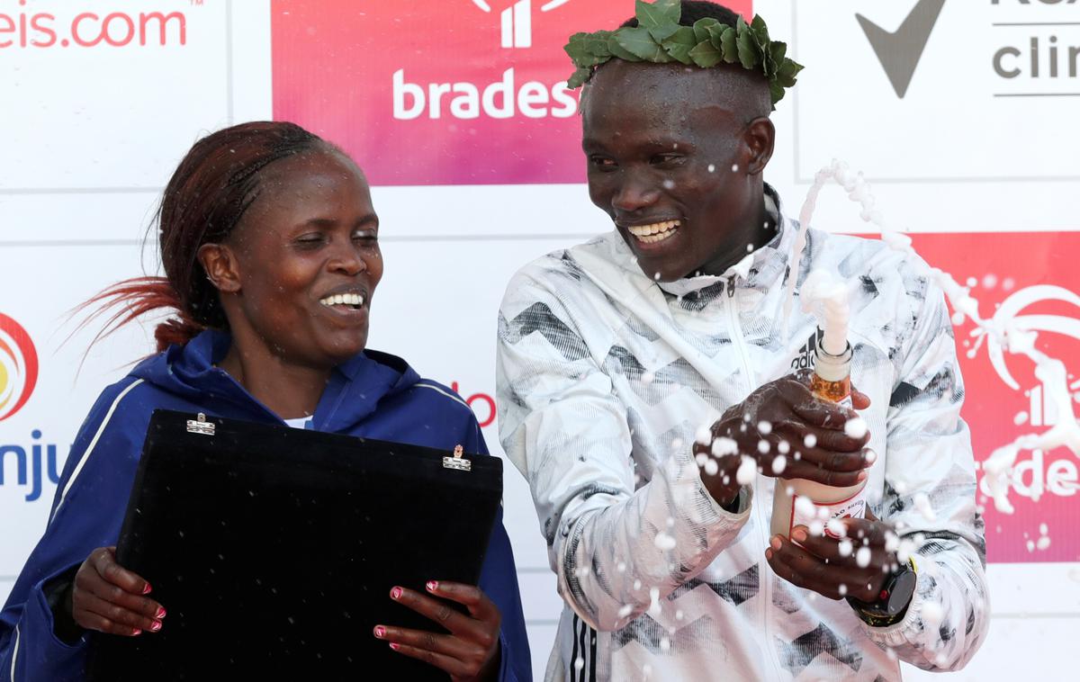 Brigid Kosgei  in Kibiwott Kandie | Brigid Kosgei in Kibiwott Kandie sta junaka 95. Silvestrovega teka v Sao Paulu. | Foto Reuters