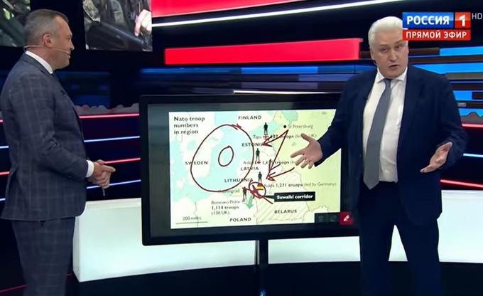 Tako so na drugem najbolj gledanem televizijskem kanalu v Rusiji, Rusija 1. decembra 2021, torej približno dva meseca pred napadom na Ukrajino, milijonom ruskih gledalcev predstavljali potencialen scenarij za rusko invazijo baltskih držav. | Foto: posnetek zaslona/Marine Traffic