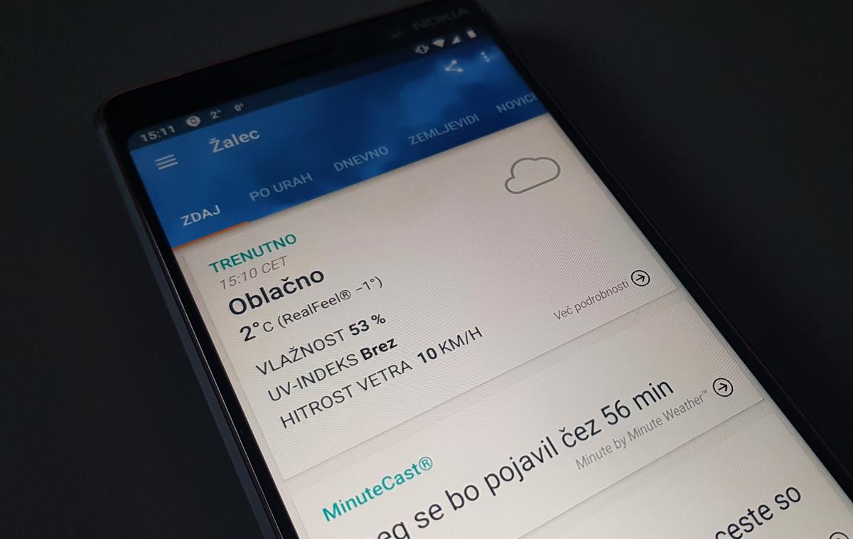 Aplikacija, vreme | Aplikacije, ki prikazujejo vremensko napoved, delujejo najbolje, če jim uporabnik dovoli, da dostopajo do lokacije njegovega pametnega telefona. Težava je, da precej aplikacij to dovoljenje zlorablja v lastno korist. | Foto Matic Tomšič