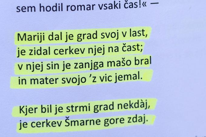 Zadnji odstavek pesnitve Od zidanja cerkve na Šmarni gori | Foto: Ana Kovač