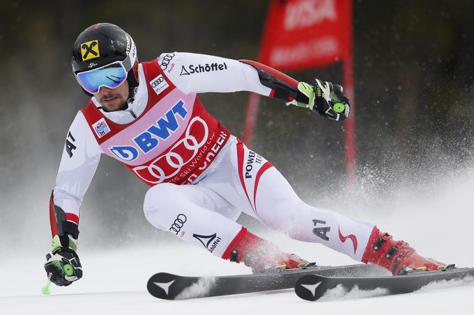 Marcel Hirscher se je moral zadovoljiti s tretjim mestom, še naprej pa vodi v skupnem seštevku veleslaloma. | Foto: Reuters