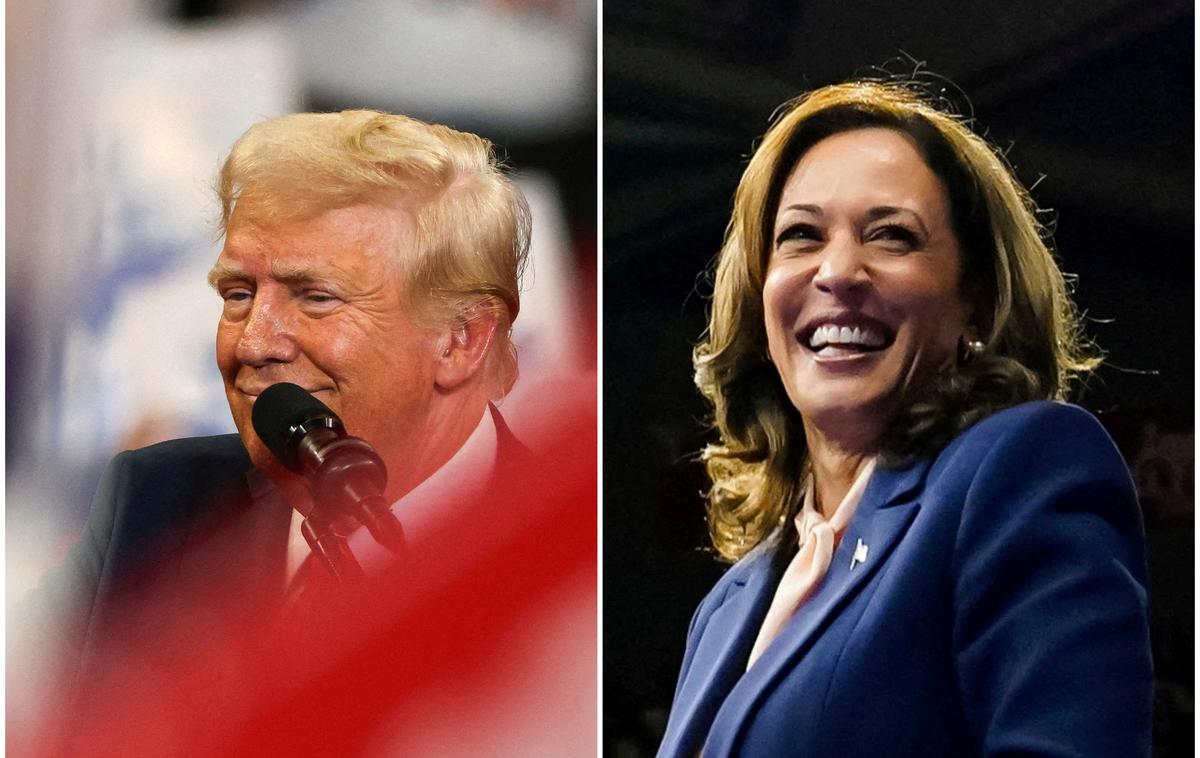 Donald Trump, Kamala Harris | Volilna štaba Trumpa in Harrisova sta načeloma sprejela enak dogovor, vendar pa je demokratka predlagala spremembo pravil. Bidnov štab je zahteval in dobil pravilo, da se mikrofon kandidata v času, ko ta nima besede, izključi. Svetovalec Harrisove Brian Fallon pa je televiziji ABC predlagal, naj mikrofone obeh kandidatov ves čas pustijo vključene. | Foto Reuters