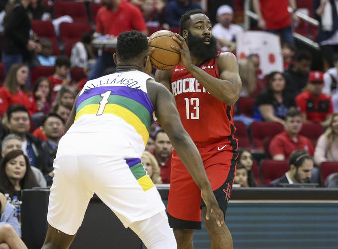 James Harden je dosegel 40 točk, kar je več od njegovega povprečja v tej sezoni (dobrih 36 točk na tekmo), Zion Williamson pa jih je dal 21. | Foto: Reuters