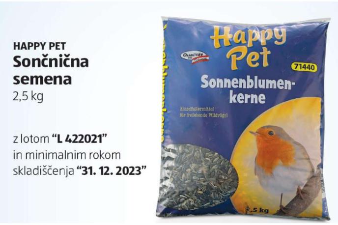 semena | Podjetje Hofer je iz prodaje odpoklicalo sončnična semena Happy pet. | Foto STA