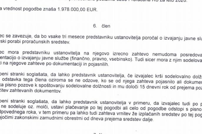 pogodba | Preberite famozni šesti člen pogodbe, na podlagi katerega direktor Ukoma Uroš Urbanija zahteva podatke o delovanju STA.