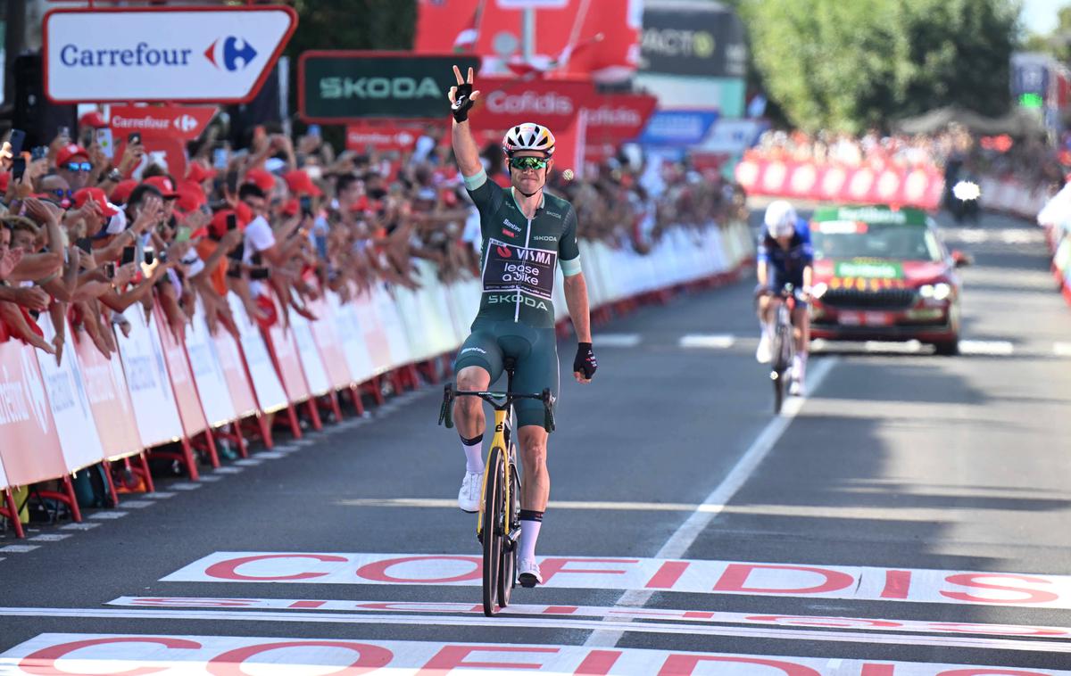 Vuelta Wout van Aert | Primož Roglič je v skupnem seštevku na drugem mestu. Za vodilnim Benom O`Connorjem zaostaja tri minute in 53 sekund. | Foto Guliverimage