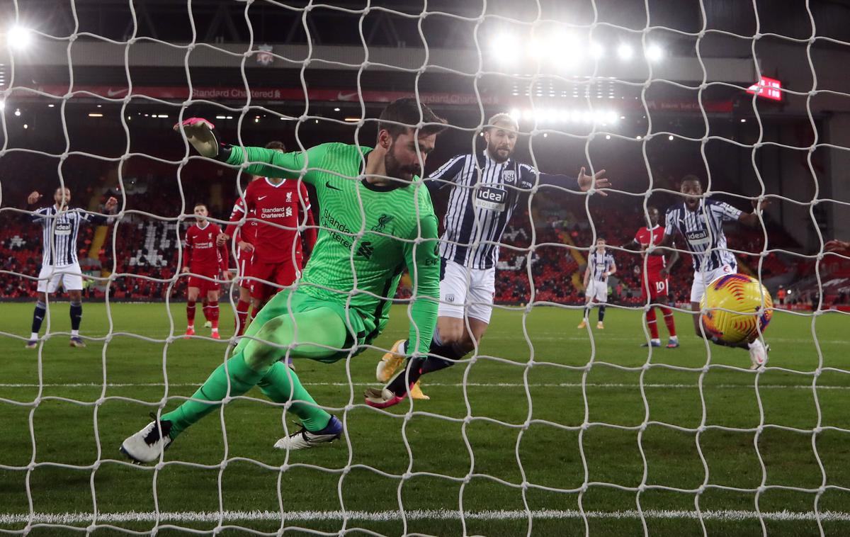 Liverpool WBA | Za WBA je izenačujoči zadetek na Anfieldu v 82. minuti dosegel Semi Ajayi. | Foto Reuters