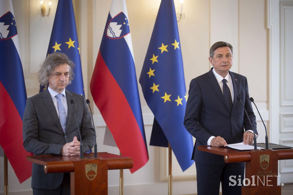 Posvet z vodji poslanskih skupin: Borut Pahor, Robert Golob.