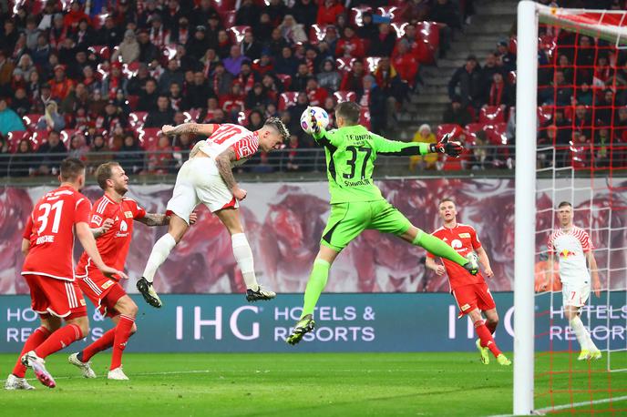 RB Leipzig Benjamin Šeško Union Berlin | Benjamin Šeško je v 48. minuti dosegel prekrasen gol z glavo.  | Foto Guliverimage