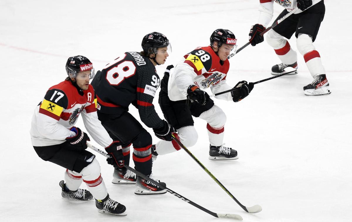 SP v hokeju 2024: Kanada - Avstrija | Kanadčani so šele po podaljšku premagali Avstrijce, pa čeprav so po dveh tretjinah vodili že s 6:1. | Foto Reuters