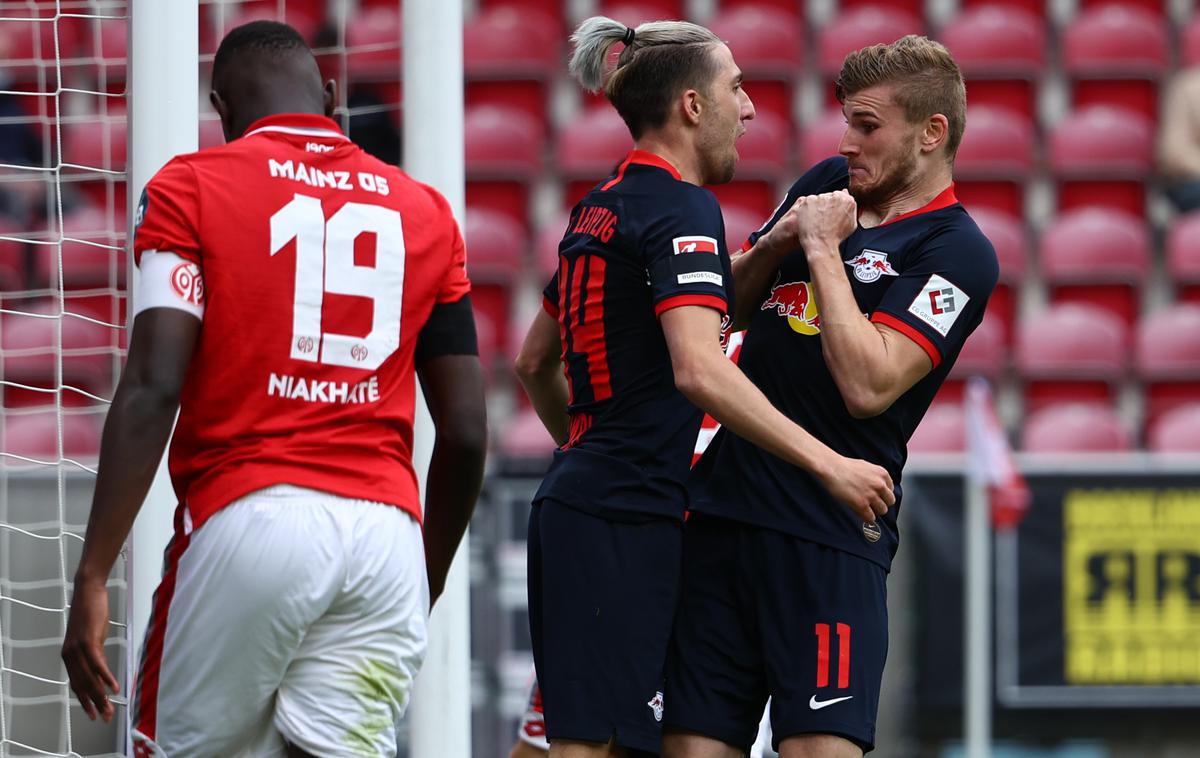 Kevin Kampl Timo Werner | Kevin Kampl in Timo Werner sta blestela na tekmi v Mainzu. | Foto Guliver/Getty Images