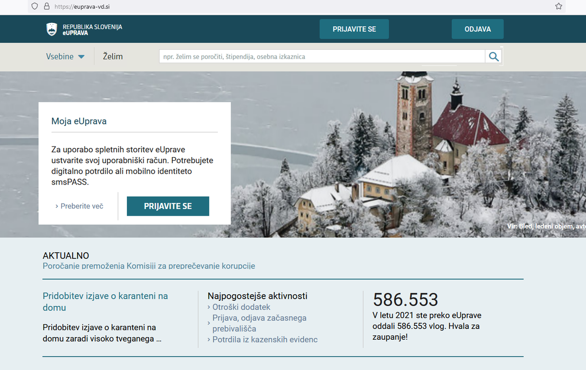 euprava | Pojavila se je lažna spletna stran portala eUprava. | Foto posnetek zaslona