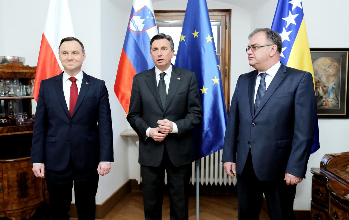 Borut Pahor Andrzej Duda Mladen Ivanić grad Strmol | Foto STA