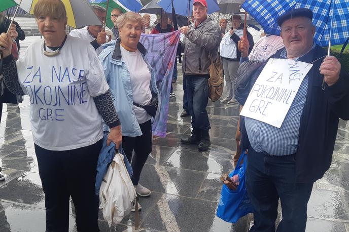 Protest upokojencev | Na predlog ministrice za delo, družino, socialne zadeve in enake možnosti Klampferjeve osnutka zakona prejšnji teden niso obravnavali na seji vlade skupaj s proračunskimi dokumenti, ampak nadaljujejo koalicijska usklajevanja. | Foto Tomaž Bratož