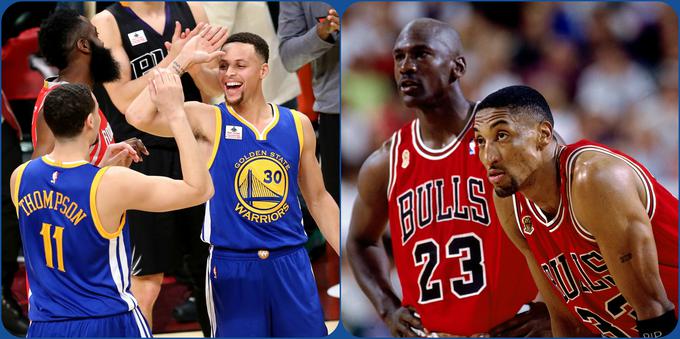 Stephen Curry ima v Klayu Thompsonu glavnega pomočnika, Michael Jordan pa je imel svojega v Scottieju Pippenu. | Foto: 