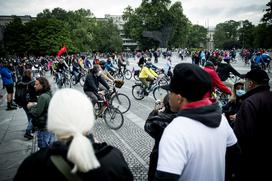 Protestniki na kolesih v Ljubljani