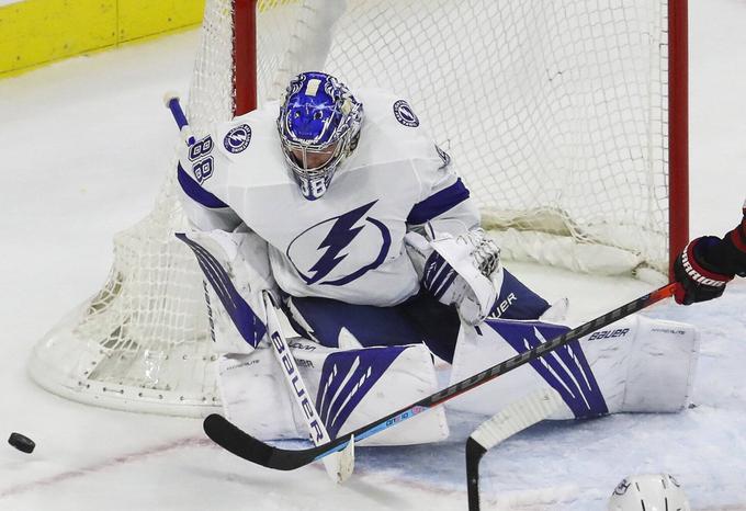 Andrej Vasilevskij je postal najhitrejši vratar, ki je dosegel 300 zmag v ligi NHL. | Foto: Guliverimage/Vladimir Fedorenko