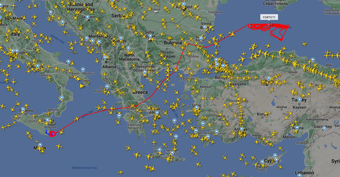 Forte 11 | Foto: Posnetek zaslona / FlightRadar24