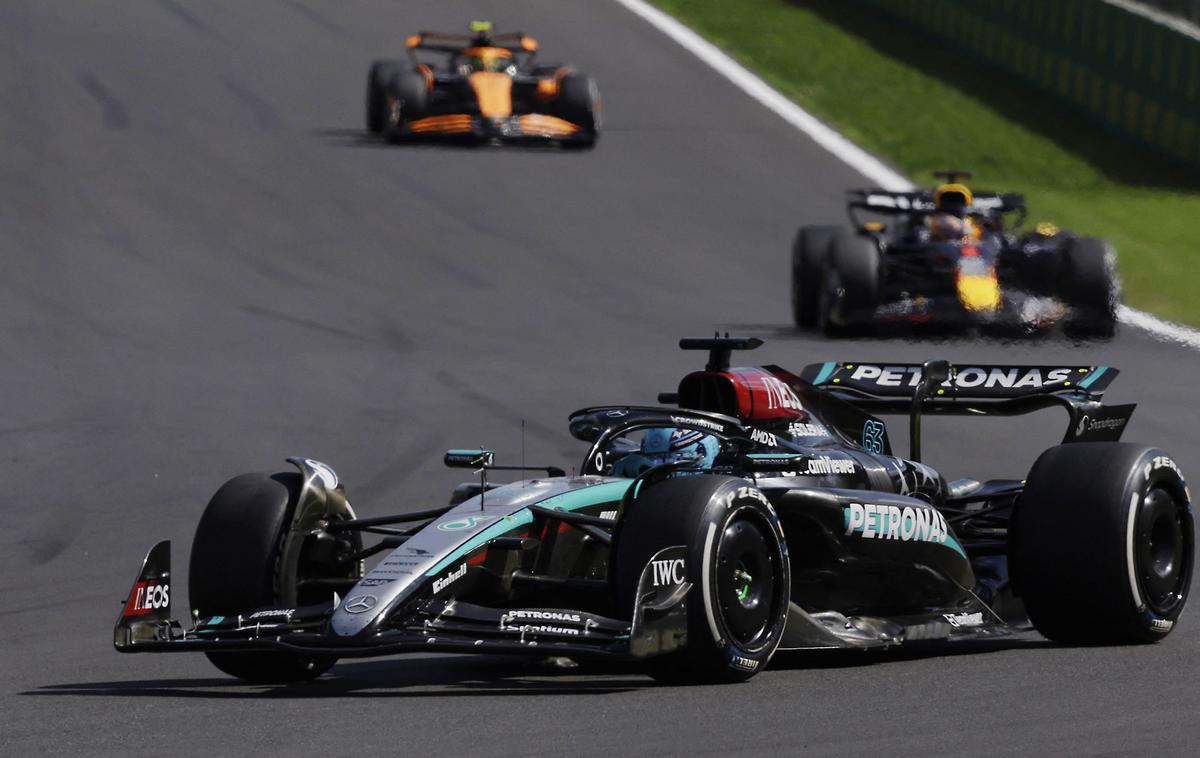 Spa George Russell Mercedes | George Russell je ostal brez zmage v Spaju. Njegov dirkalnik je bil prelahek. | Foto Reuters