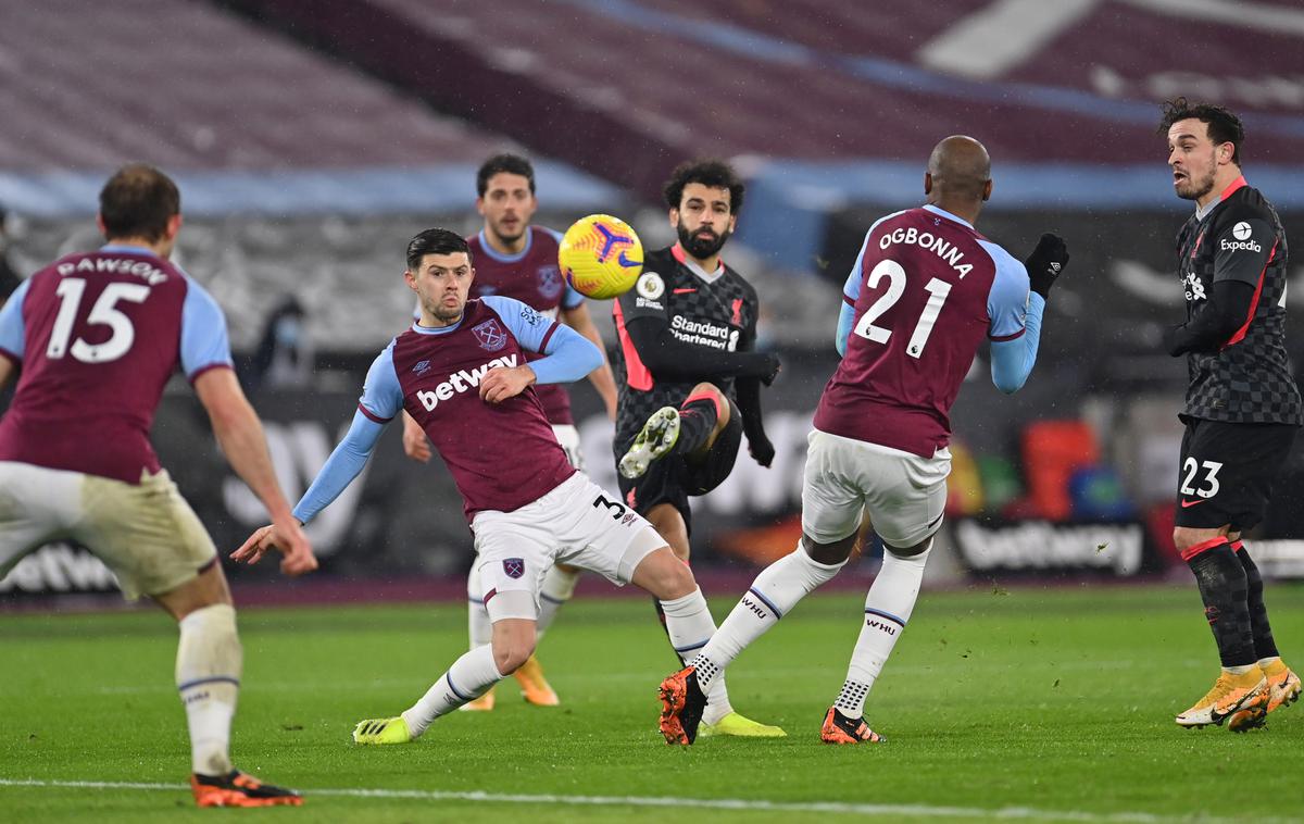 WestHam - Liverpool | Mohamed Salah je k pomembni zmagi Liverpoola prispeval dva gola, to sta bila že njegova 14. in 15. v tej sezoni premier lige. | Foto Reuters