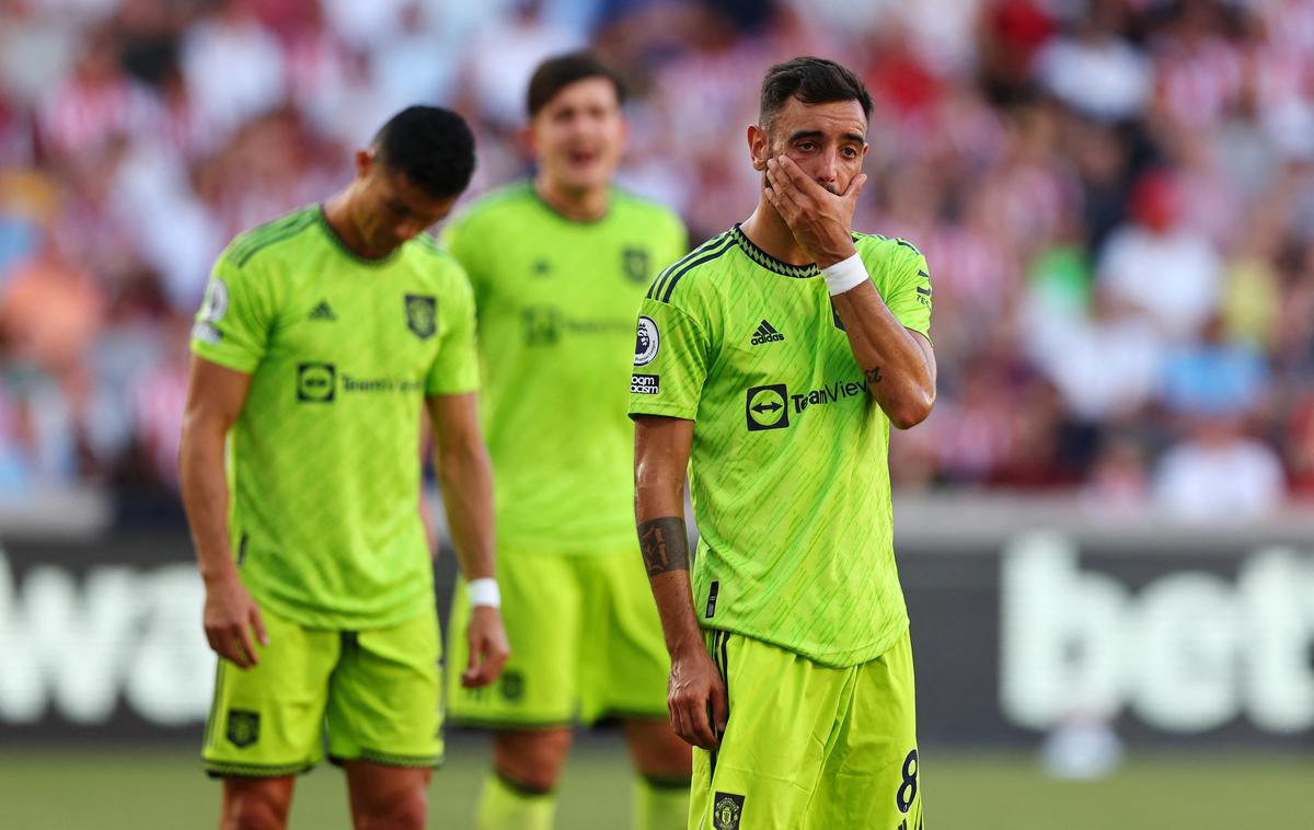 Brentford Manchester United | Po sobotni blamaži proti Brentfordu so morali igralci Manchester Uniteda v nedeljo na kazenski trening. | Foto Reuters