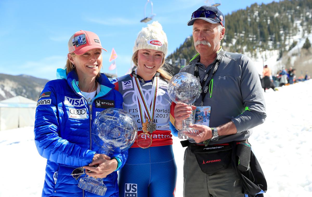 Družina Shiffrin | Mikaela Shiffrin v družbi mame in očeta Eileen in Jeffa  | Foto Getty Images