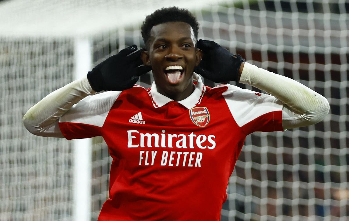 Arsenal Eddie Nketiah | Tekma preobratov. Dva gola za zmago s 3:2 je zabil Eddie Nketiah. | Foto Reuters