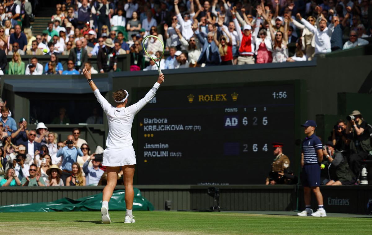 Barbora Krejčikova | Jasmine Paolini je v polfinalu po najdaljšem polfinalnem dvoboju v zgodovini Wimbledona ugnala Hrvatico Donno Vekić. V finalu je morala priznati premoč češki tekmici. | Foto Reuters