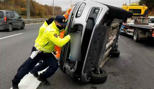 Na ljubljanski obvoznici verižno trčilo sedem vozil