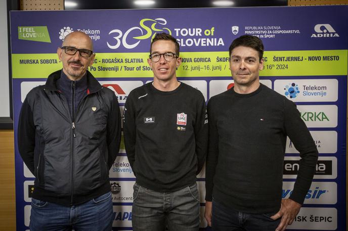 Dirka Po Sloveniji | Na novinarski konferenci so bili prisotni tudi Mitja Mahorič (dvakratni zmagovalec dirke Po Sloveniji), Domen Novak (UAE Emirates) in Jure Golčer (dvakratni zmagovalec dirke Po Sloveniji)). | Foto Bojan Puhek