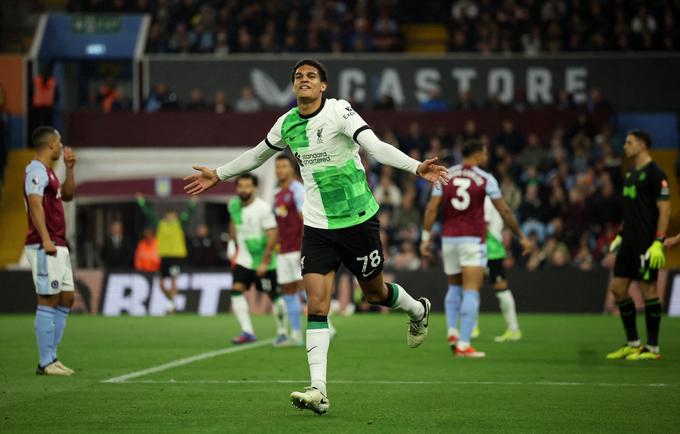 Jarell Quansah je dosegel tretji zadetek za Liverpool na Villa Parku. | Foto: Reuters