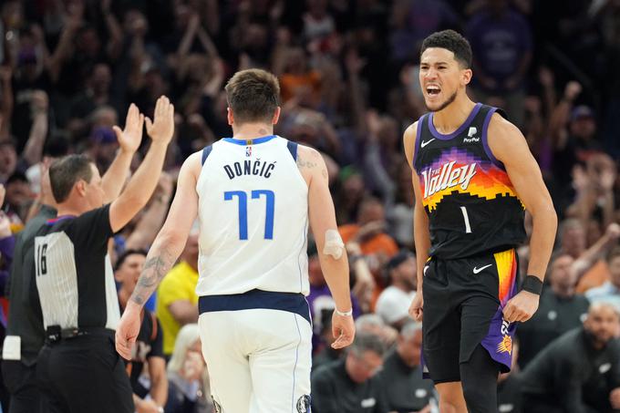 Devin Booker je tekmo končal tako kot Dončić pri 28 točkah, a imel razlog za zadovoljstvo. | Foto: Reuters