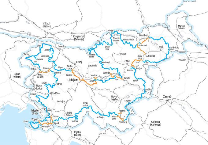 Nekatere trase so deloma prilagojene železniški povezavi označene so z oranžno barvo), da bi STKP približali širšemu krogu turnih kolesarjev in spodbudili k trajnostni mobilnosti, sporočajo s PZS. | Foto: 