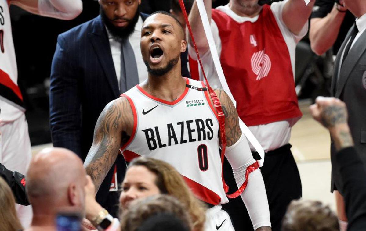 Damian Lillard | Damian Lillard je s 50 točkami in odločilno trojko ob zvoku sirene Portlandu pomagal do četrte zmage proti Oklahomi. | Foto Getty Images