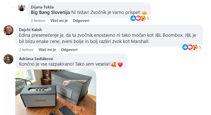 To niso resnični uporabniki Facebooka, ki bi delili svoje izkušnje z nakupom in prevzemom zvočnika, temveč lažni profili, ki jih prevaranti uporabljajo za ustvarjanje vtisa legitimnosti. Kdor bo podrobno pogledal nekatera njihova imena in prebral njihove komentarje, bo opazil, da pogosto sploh ne gre za slovensko zveneče kombinacije imen in priimkov oziroma da občasno pišejo v zelo polomljeni slovenščini, kar je najverjetneje posledica uporabe strojnega prevajanja iz katerega od drugih jezikov. | Foto: posnetek zaslona/Marine Traffic