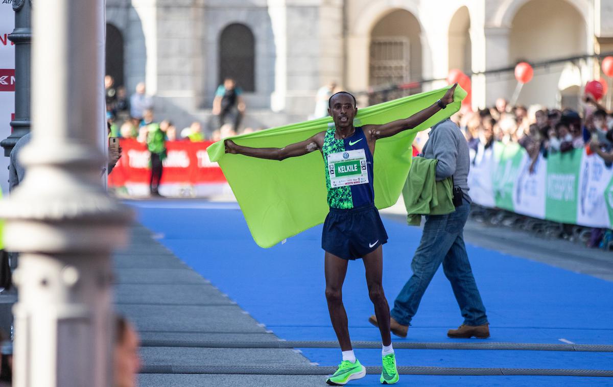 zmagovalec ljubljanski maraton | Etiopijec Kelkile Gezahegn Woldaregay je zmagovalec ljubljanskega maratona. Njegov čas 2;07:29 je drugi najhitrejši na ljubljanskem maratonu. | Foto Matic Ritonja/Sportida