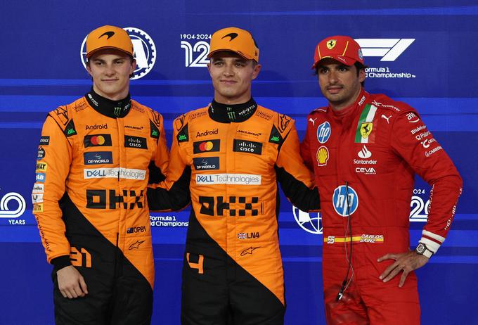 Drugi na kvalifikacijah Oscar Piastri, prvi Lando Norris in tretji Carlos Sainz. | Foto: Reuters