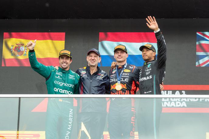 Montreal Alonso Verstappen Newey Hamilton | Zgodovinski zmagovalni balkon minulo nedeljo v Montrealu. | Foto Guliverimage